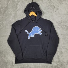 Detroit Lions Hoodie Sweatshirt Mens Large Black Big Logo NFL Football 47 Brand