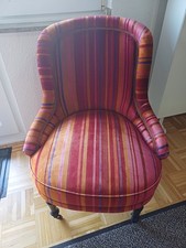Bergère Clupsessel,gestreifter Bezug Bunt Sitz Rückenlehne Armlehne gepolstert