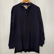 Adirondack Savile Row Mens Large Navy Waffle Knit Thermal Henley Made in USA