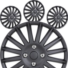 15 Inch Universal Black Matte Hubcaps Set of 4 Snap On PP Wheel Rim Covers