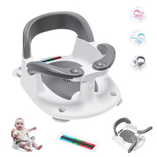 Baby Bath Seat 6M , 360 Bath Chair with Safety Suction Temp Card Gray