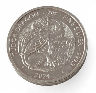 2024 Tudor Dragon 2oz 999.9 Fine Silver Bullion Coin Royal Mint 62.21g