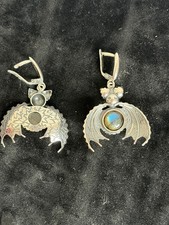 Beautiful silver 925 Earrings Bats with labradorite