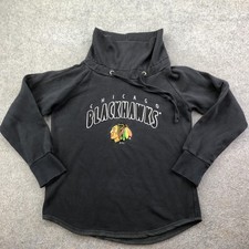 Chicago Blackhawks Sweatshirt Womens Medium Black NHL Cowl Neck Soft As A Grape