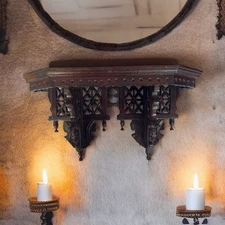 Antique Victorian Eastlake Hand Carved Walnut Wall Shelf 19.5” Ornate Fretwork