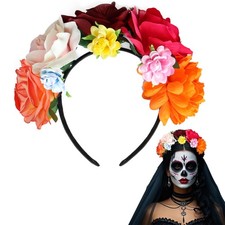  Plastic Flower Headband for Day of The Dead Dia de los Muertos Cinco De May...