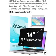 14 Inch Laptop Privacy Screen 16:9 360 Degree 4 Way Anti Glare Blue Light Filter