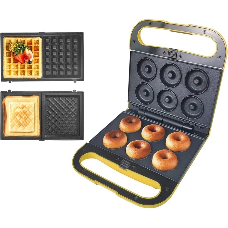 Gofrera antiadherente 3 en 1 multi panadero platos intercambiables gofres paninis Foto 2 de 4