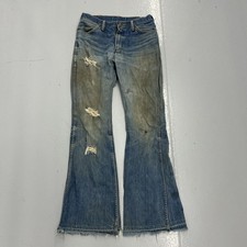 Vintage 60s 70s Maverick Distressed Bell Bottom Jeans 29x31 1960s True Vintage