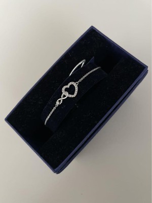 Swarovski Infinity Heart Crystal Bracelet with Box, Rhodium Plated