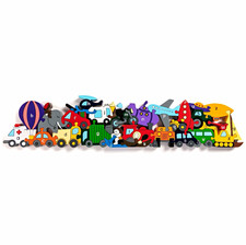 Wooden Alphabet Letter Interlocking Vehicle/Transportation Jigsaw Puzzle Set