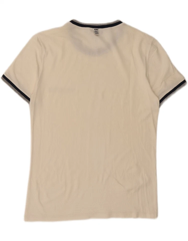 BIKKEMBERGS Mens T-Shirt Top Medium Off White Cotton OD37 - Image 2 of 3