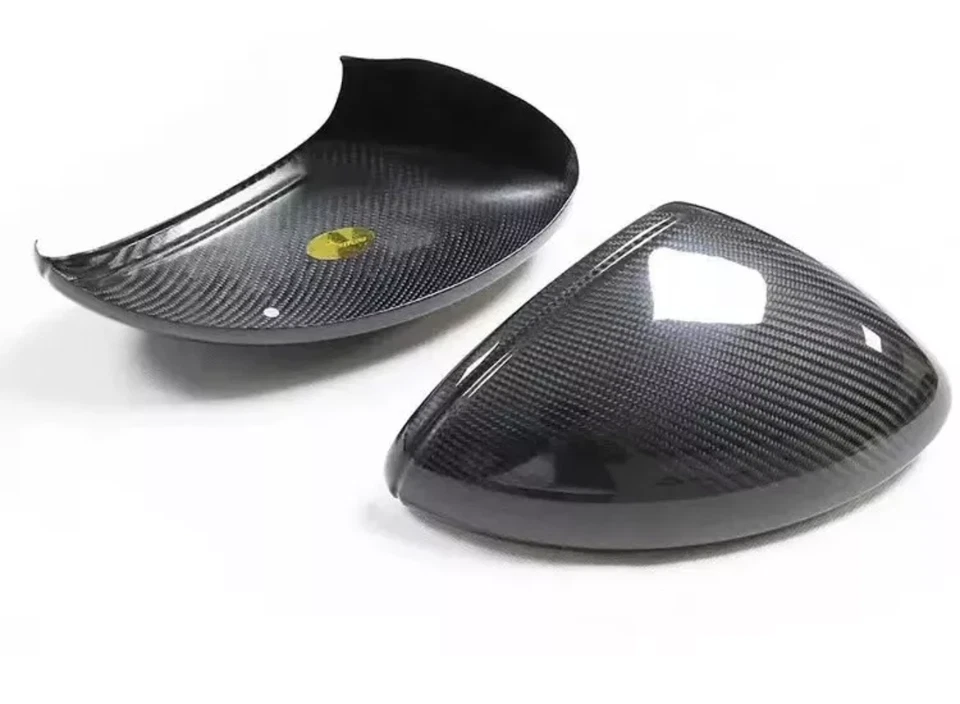 Tampa de espelho lateral de fibra de carbono real adicionar para Porsche 718 Boxster Cayman 16-21 - Imagem 3 de 4