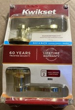Kwikset Signature Series Bed Bath Door Handle Lever Polished Brass Lido New