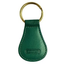 Coach Jade Green Leather Classic Teardrop Key Ring Keychain Fob Vintage 7210