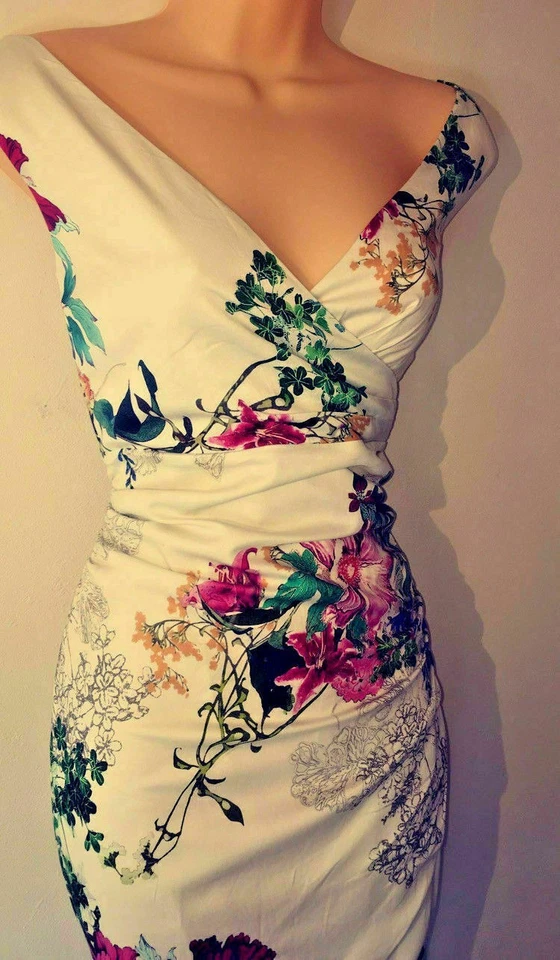 Phase Eight Marianne White Stretch Cotton Floral Wedding Occasion Dress Sz 16 - Image 3 of 4