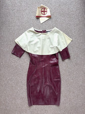 Womens Libidex Latex Rubber Pierrot Nurse Fancy Dress Outfit, Size Medium