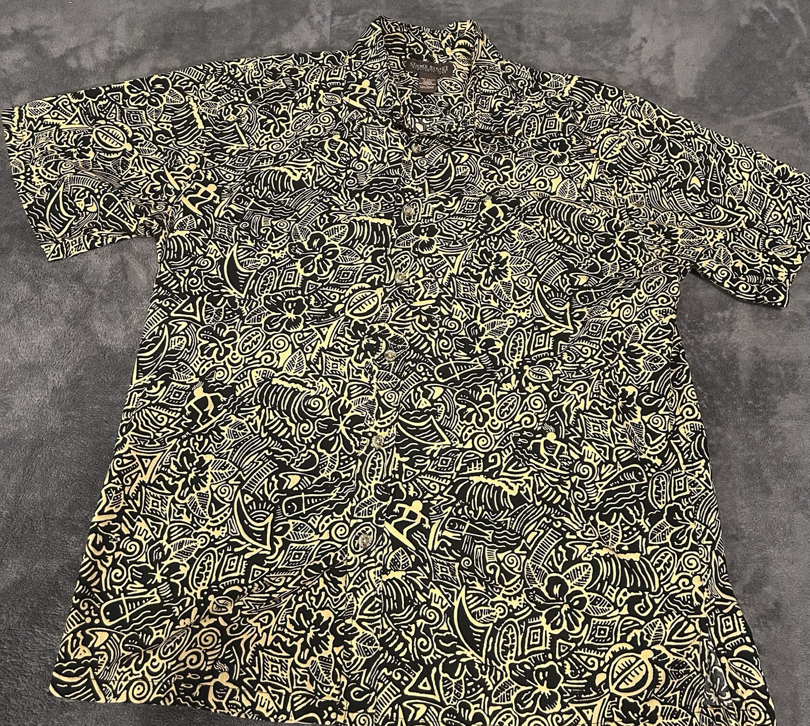 Cooke Street Hawaiian Shirt Mens Large Black Button Up Short Sleeve Preowned
