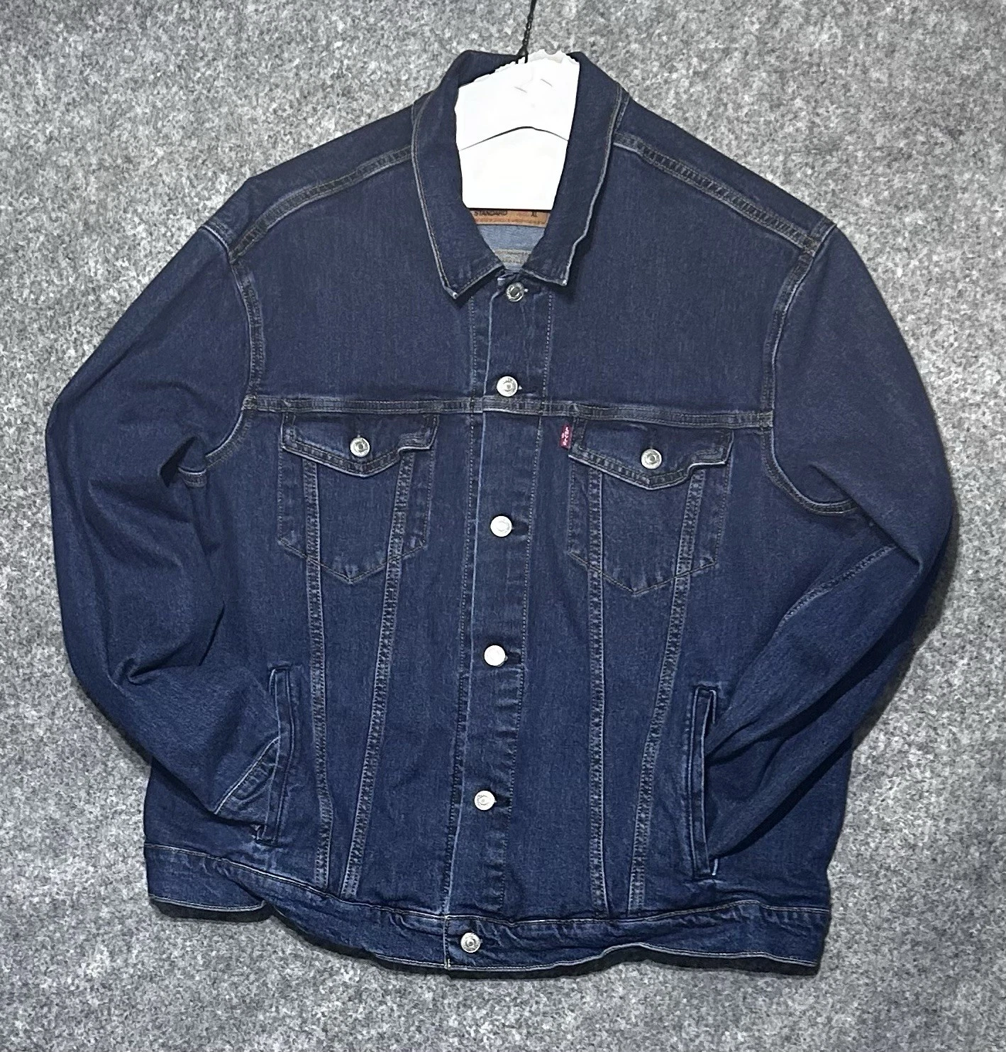 Levi's Denim Trucker Jacket Men's XL Standard Blue Dark Wash Cotton Red Tab