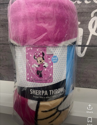 Disney Minnie Mouse Sweet Dots Sherpa Throw Blanket 50x60” Super Soft Plush