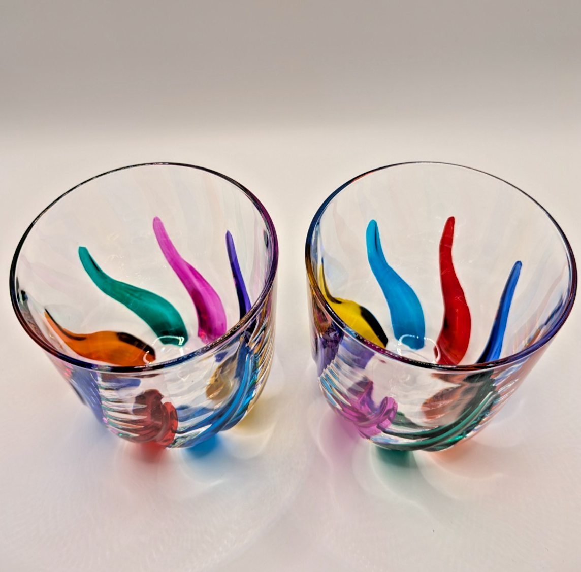 CC ZECCHIN MURANO Whisky Glass, Swirl Pattern Multi color 4