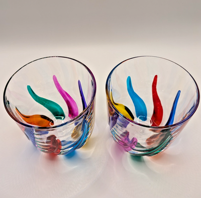 CC ZECCHIN MURANO Whisky Glass, Swirl Pattern Multi color 4