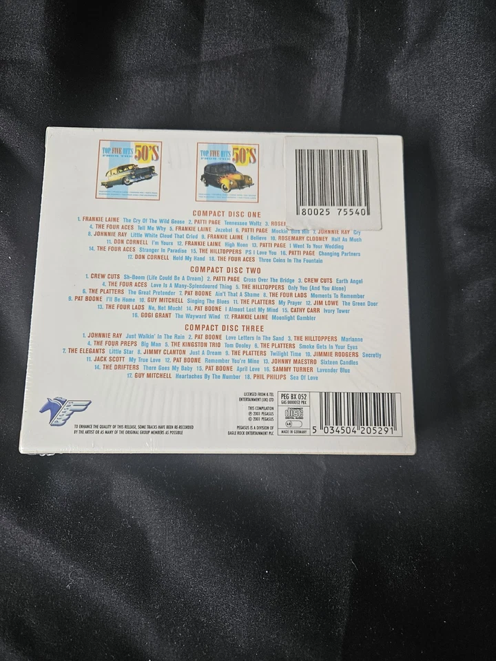 Top Five Hits From The 50's 3 x CD box set unopened music 1950s compilation - Image 2 of 2