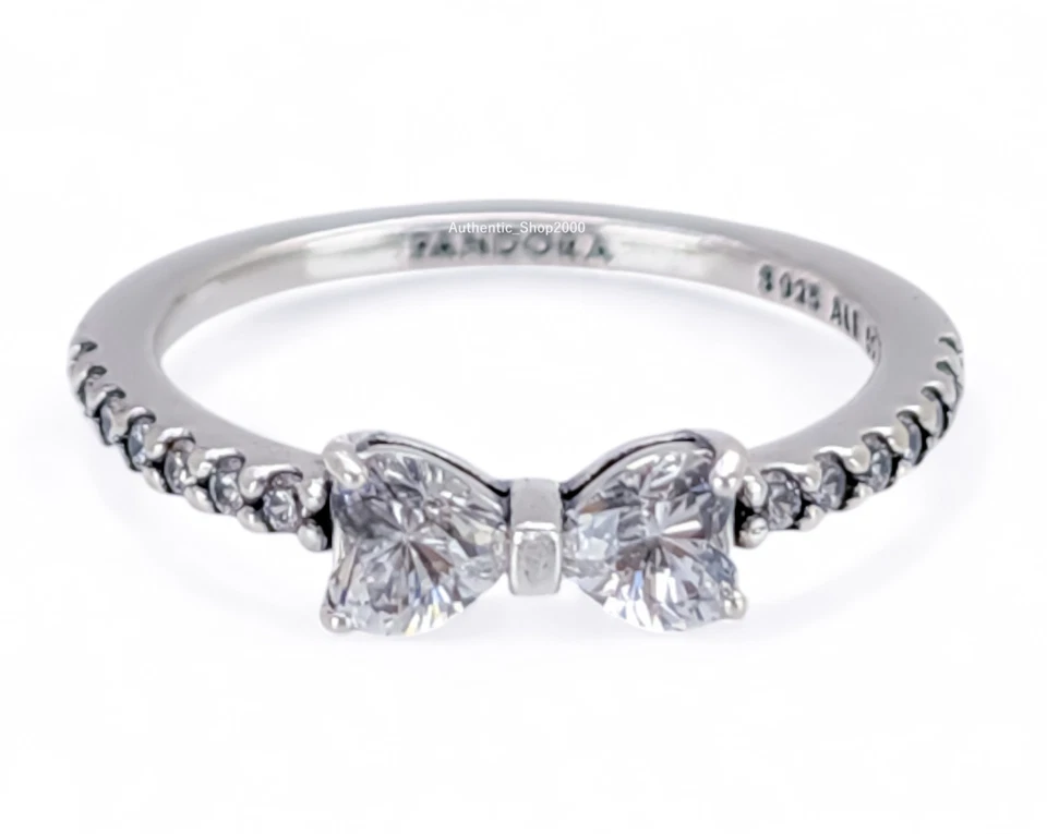 New 100% Authentic PANDORA 925 Ale Clear White Pave Sparkling Bow Ring 193510C02 - Image 4 of 4