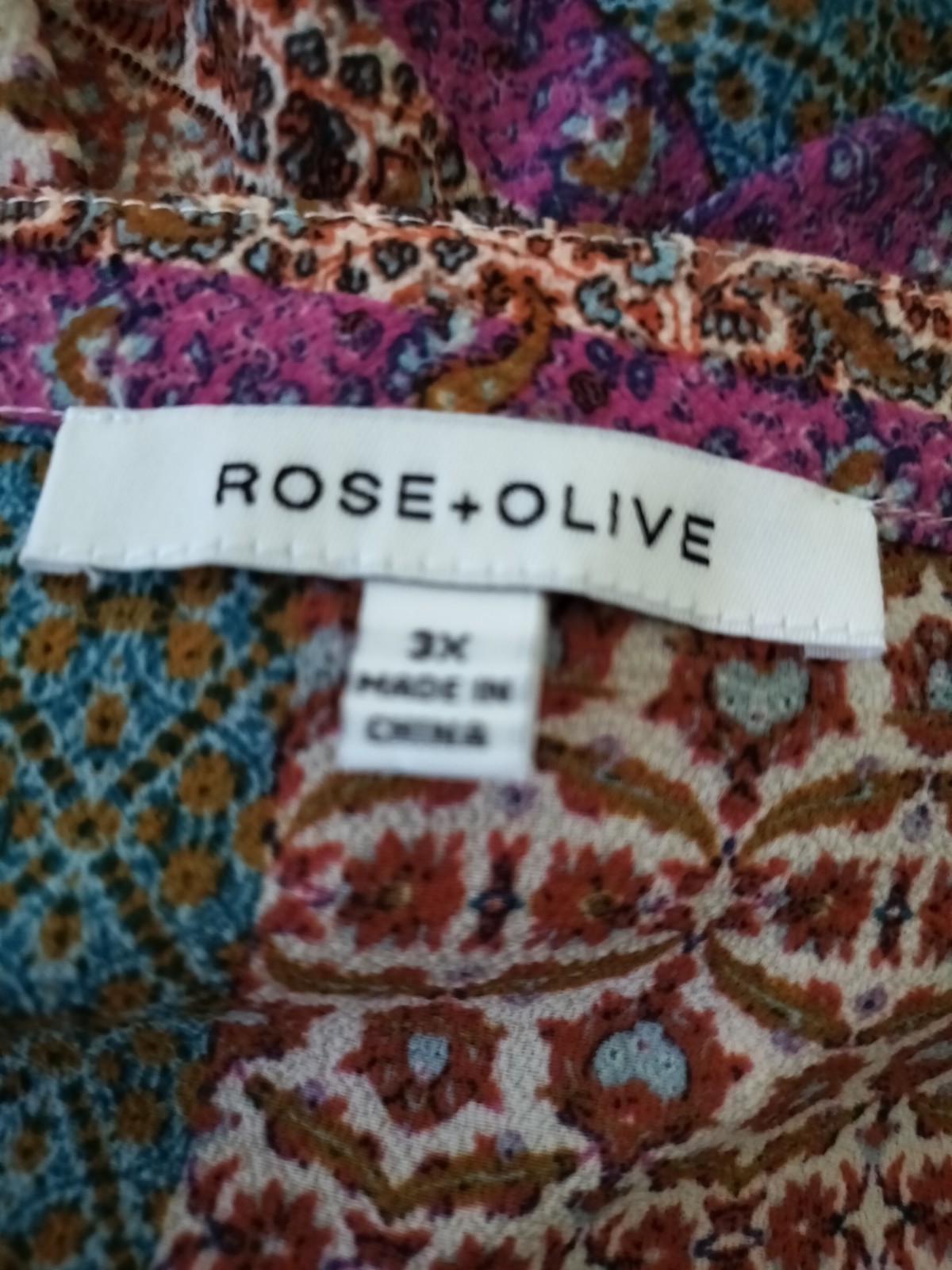 Rose + Olive Beautiful Multicolor Patchwork Blous… - image 7