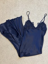 NWT Victoria's Secret Blue Satin Lace Full Slip Adjustable Straps Size M