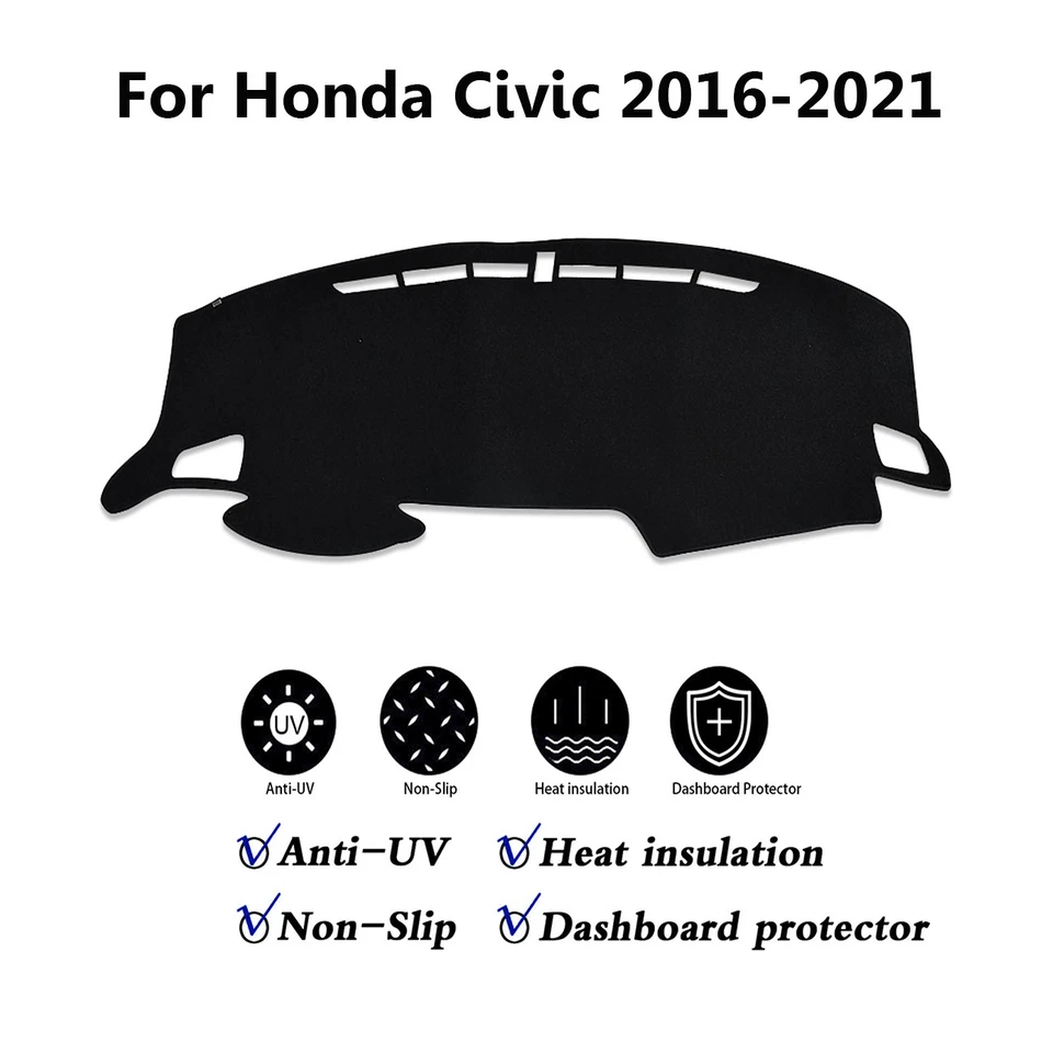 Противоскользящий солнцезащитный коврик для приборной панели для Honda Civic 2016-2021 - Изображение 3 из 4