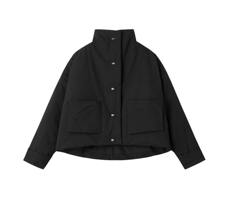 Japanese Dark Womens Stand Collar Loose Cotton Padded Coat Warm Short Jacket