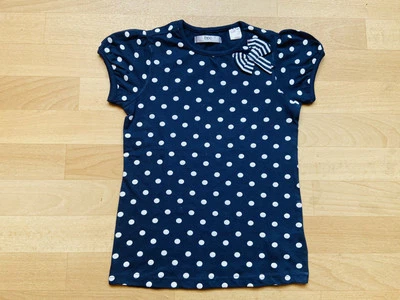 Neu T- Shirt blau mit weißen Punkten in 128 / 134 - Bild 1 von 2