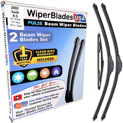 Wiper Blades For 2002 Saab 9-5 1yr Warranty Set/3 w/Rear Beam Windshield Wipers