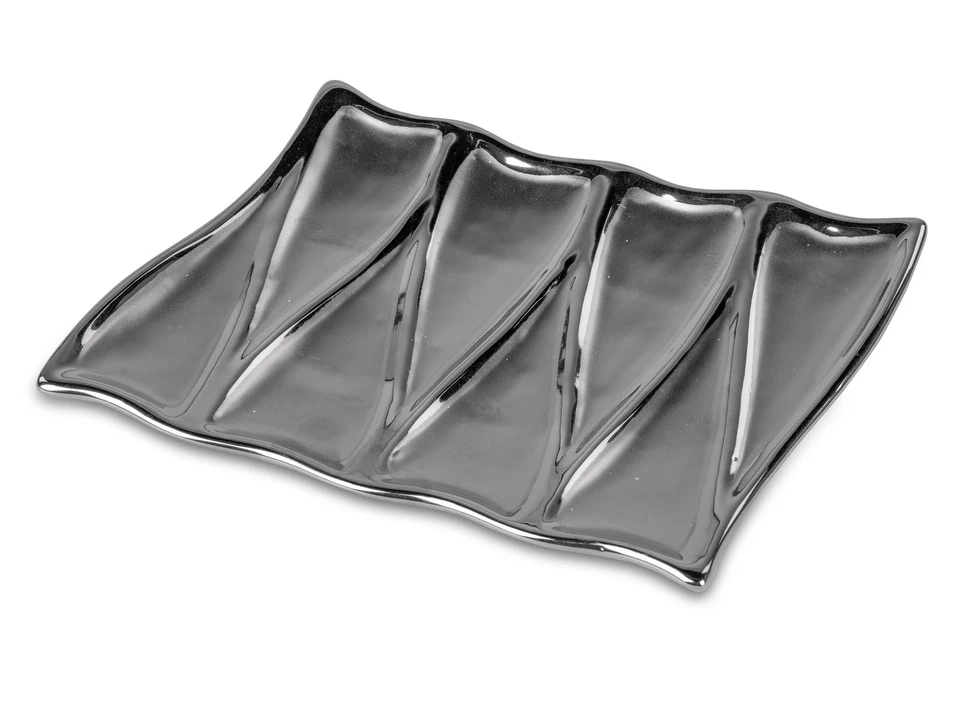 Dekoschale, Teller MATTSILBER 25cm silber matt + glänzend Keramik Formano WA - Bild 1 von 1