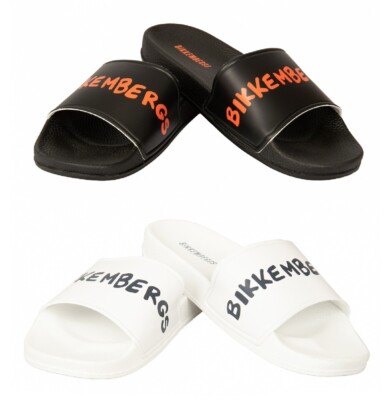 BIKKEMBERGS men's beach or pool slide beachwear slipper with logo item BKK3MSR03