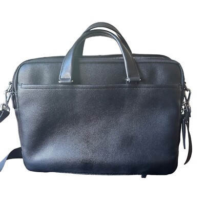 Tumi OAKFIELD 100% Leather Large Laptop Briefcase BLACK Preowned