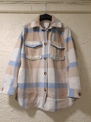 Ladies H&M Shirt Jacket BEIGE PLAID Size Small NEW NO TAG
