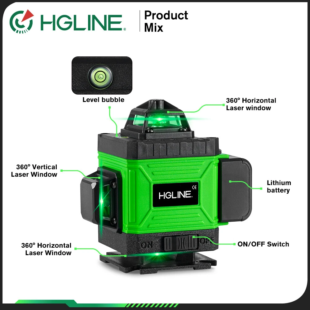 Laser Level 360° Self Leveling 16 Lines 4D Laser Level Measure Tool With Tripod