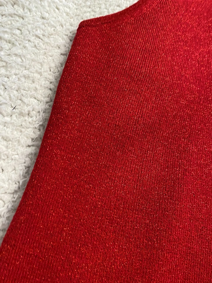 Camiseta sin mangas Laura Scott para mujer tejida brillante sin mangas cuello redondo roja Petites PL Foto 3 de 4