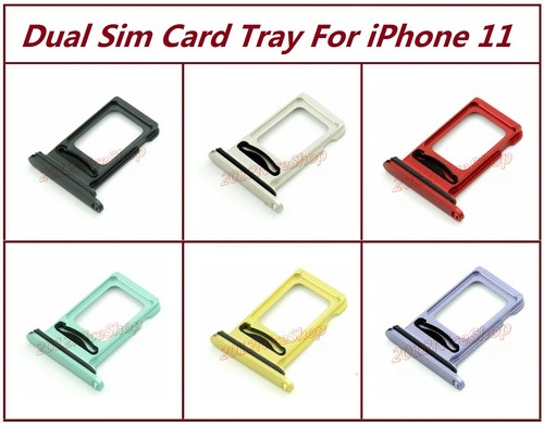 OEM Dual Sim Card Reader Holder Slot Insert Module Flex Sim Tray For iPhone 11 - Picture 6 of 12