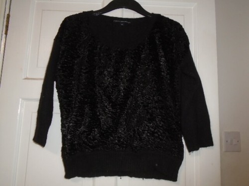 Black waist length texture front jumper 