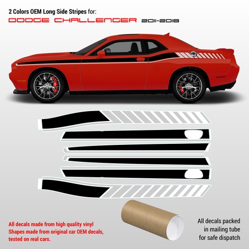Dodge Challenger 2011 - 2018 Long Side Stripes 2 colors - Picture 3 of 3