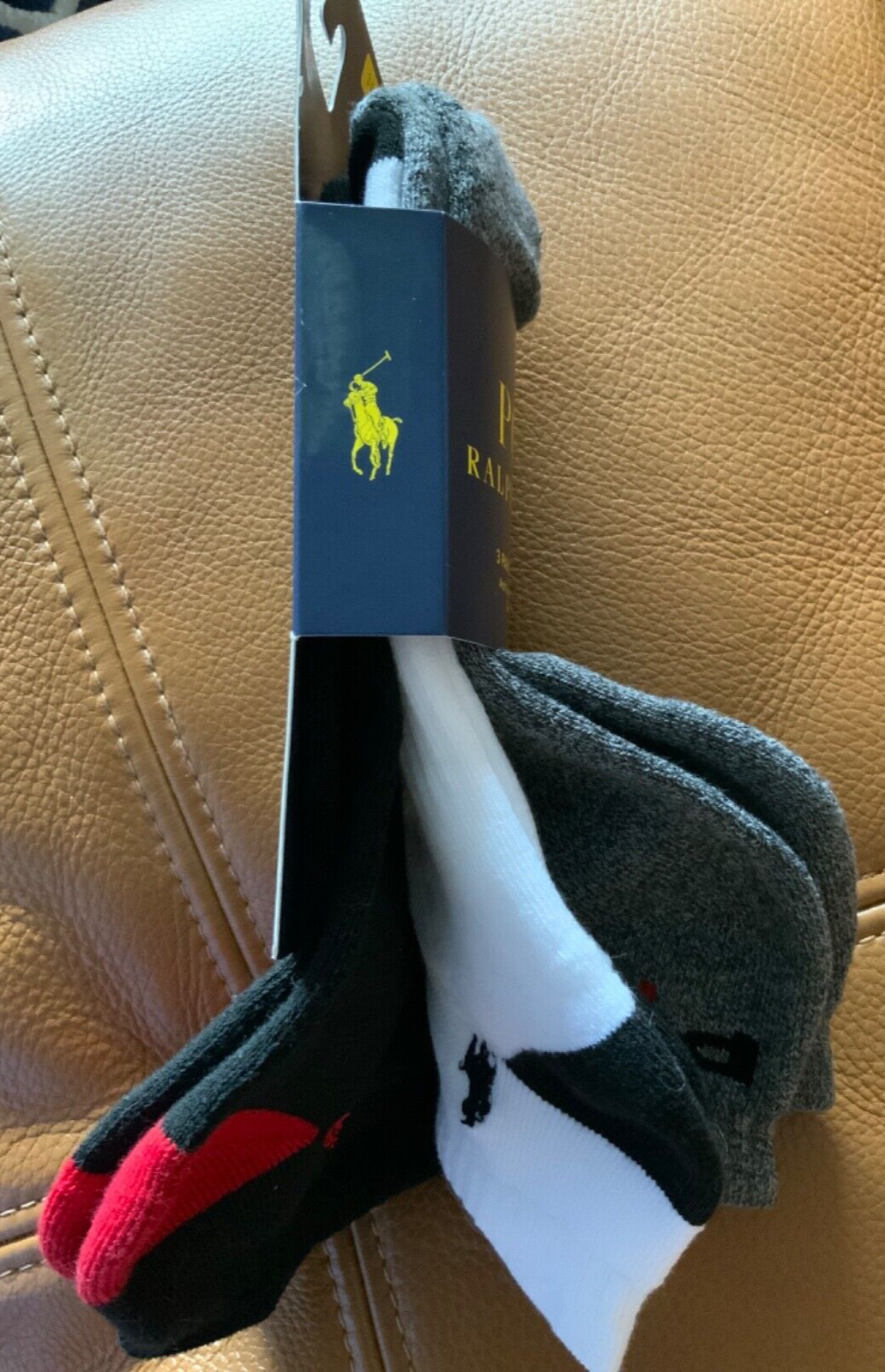 PONY Polo RALPH LAUREN Classic sport pettinata 3 paia di calzini taglia 10 13 scarpa 6 12 5 nuova con etichette