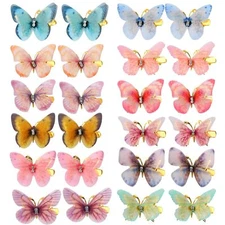 24PCS Rhinestones Butterfly Hair Clips, Glitter Hold Jaw Multicolor 
