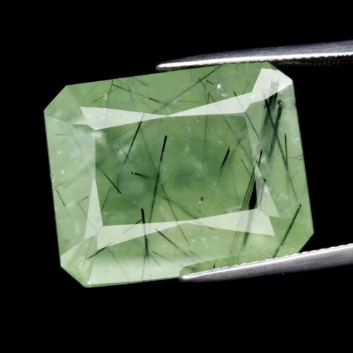 39.48ct 23.5x19mm Octagon Natural Green Prehnite with Black Needles Gemstone - Picture 1 of 4