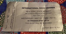 INTERNATIONAL ROCK AWARDS TICKET - MAY 31ST, 1989 - N.Y. STATE ARMORY - BOWIE!