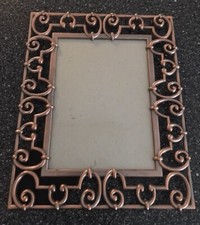 5 x 7 Bronze Finish Metal Photo Frame Easel Back Overall Size 8 x 10 Preowned