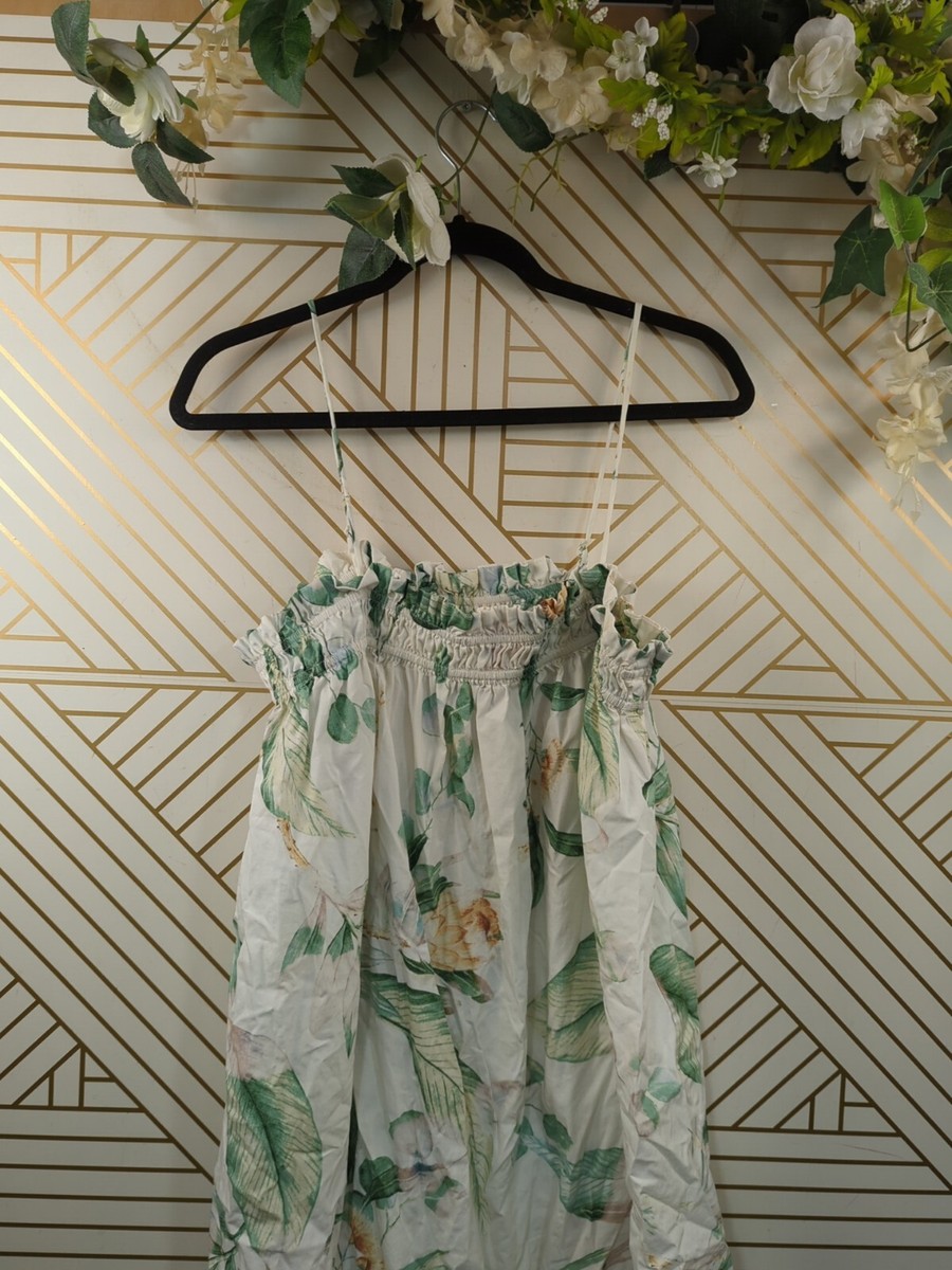 green leaf dress h&m Johanna Ortiz x H&M Linen Blend Green Palm Leaf