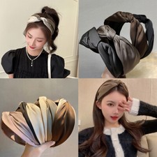 Womens Bow Knot Cross Headband Twisted Hair Band Head Wrap Satin Bow Headwear